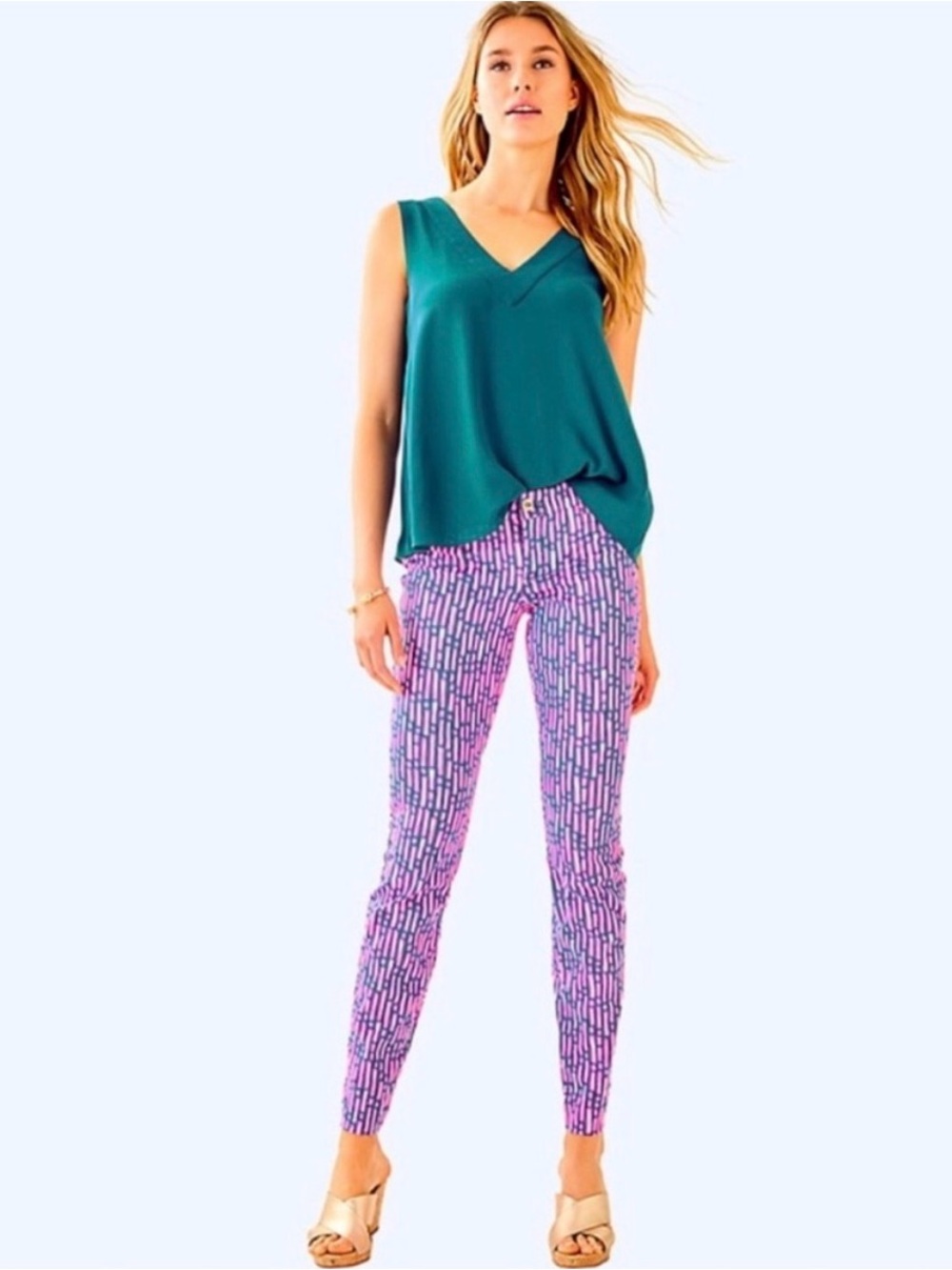Lilly Pulitzer Kelly Skinny Ankle Pants, Mandevilla Pink, Slathouse Stripe, 2